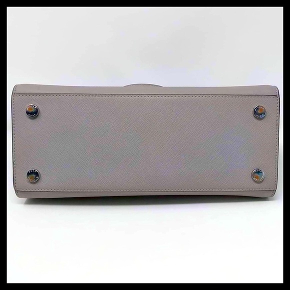 NWT Michael Kors Large Selma Satchel Handbag 3D Stud Floral Strap Pearl Grey - Picture 13 of 15